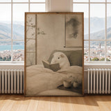 Alternate gallery view of White Guinea Pig Reading in Bed Poster.