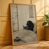 Additional product presentation of Black Guinea Pig Reading in Bed Poster.