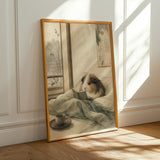 Alternate product presentation of Sheltie Guinea Pig Reading in Bed Poster.
