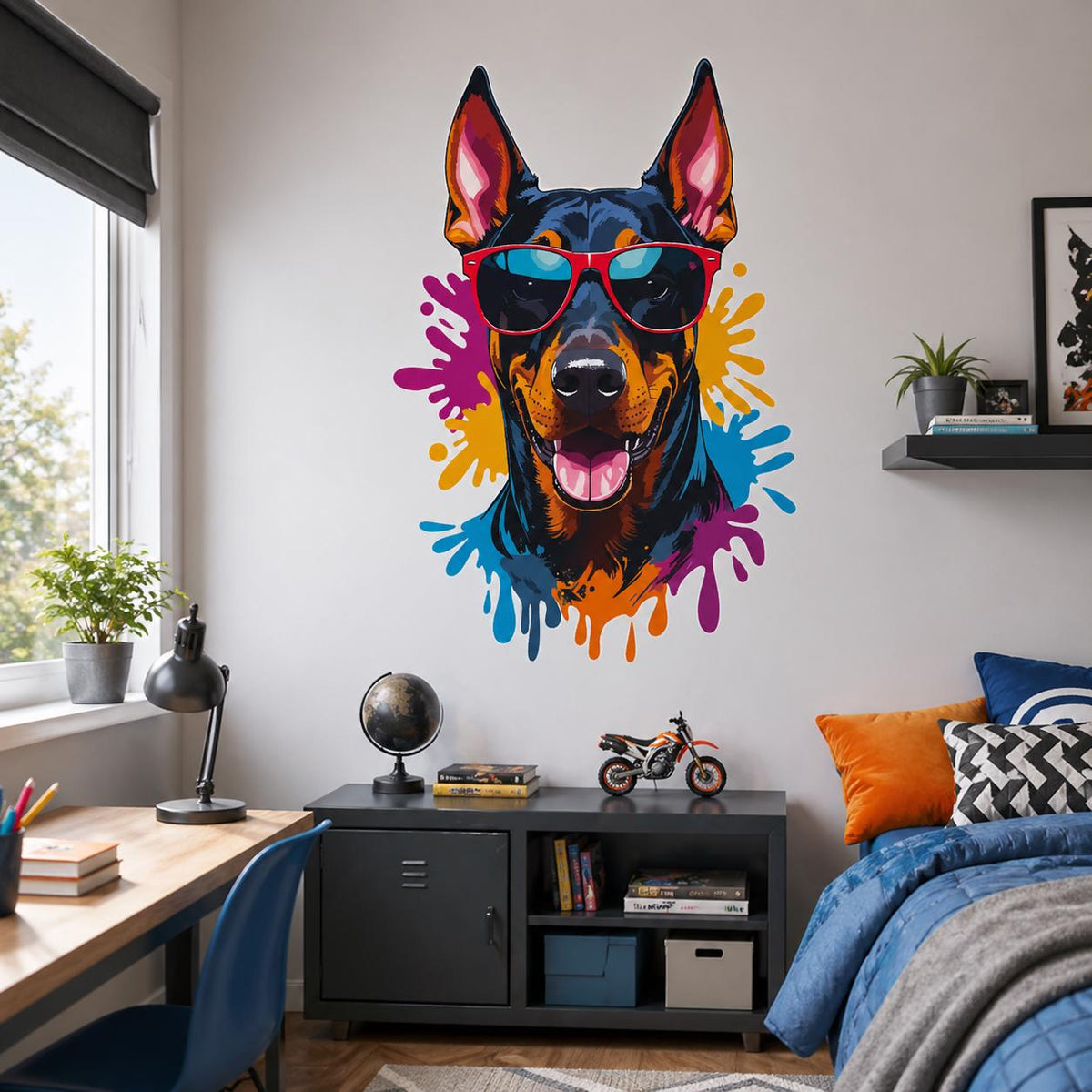 Product gallery view 14 of Cool Doberman Wall Vinyl Decal.
