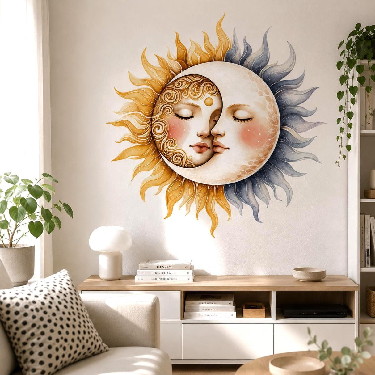Product view of Sun and Moon Wall Vinyl Decal.
