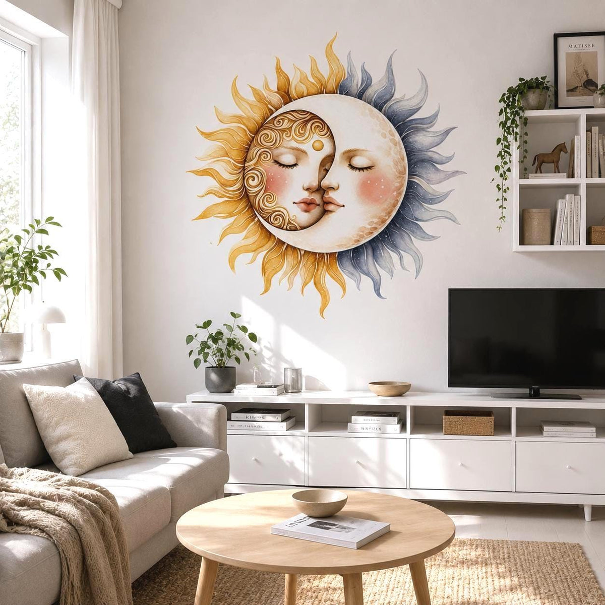 Product gallery view 2 of Sun and Moon Wall Vinyl Decal.