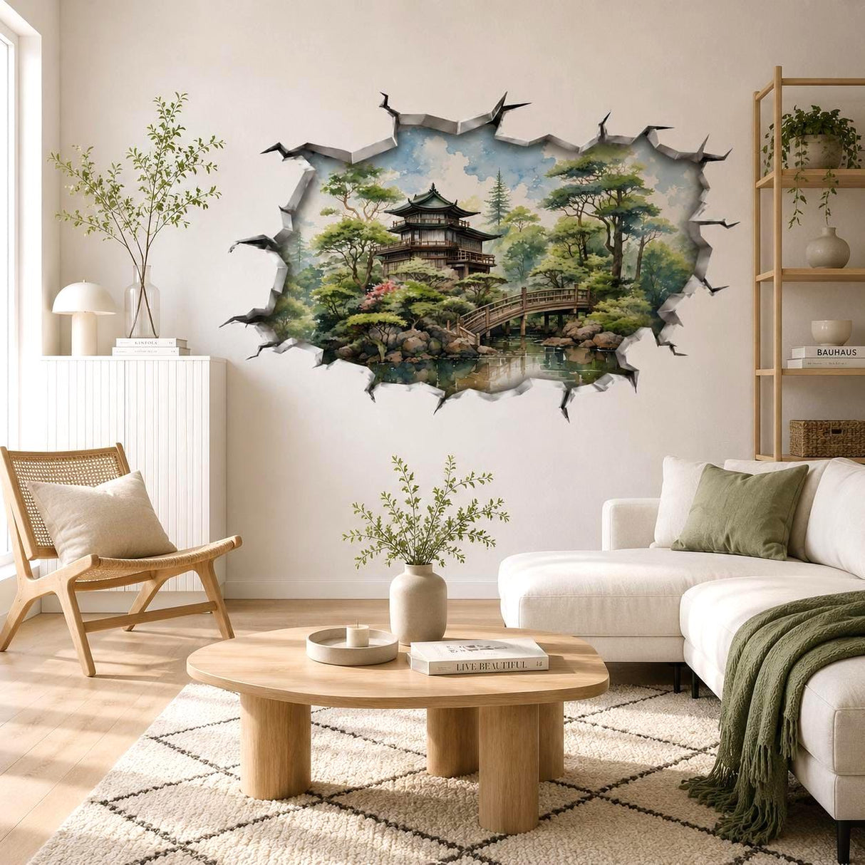 Alternate gallery view of 3D Japanese Garden Wall Vinyl Decal.