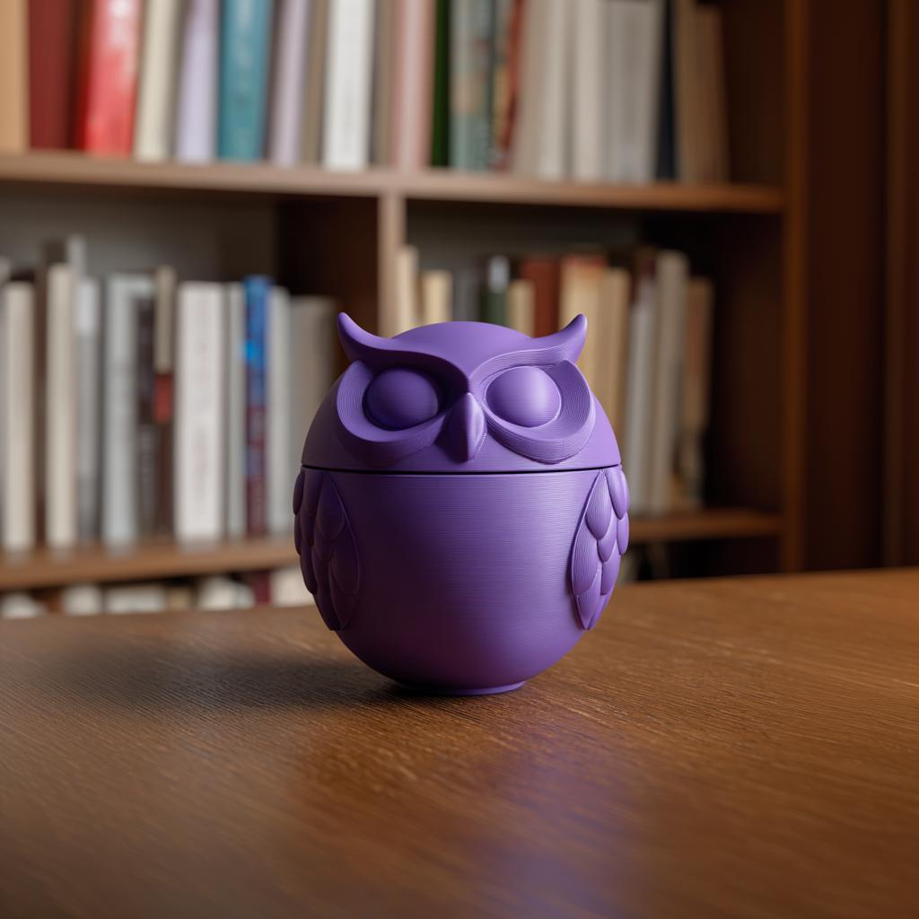 Product gallery view of 3D Printed Minimalist Owl Memorial Urn.