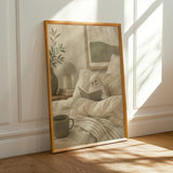 Alternate product presentation of White Budgerigar Reading in Bed Poster.