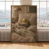 Alternate gallery view of Yellowface Budgerigar Reading in Bed Poster.