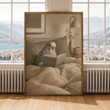 Alternate gallery view of English Budgerigar Reading in Bed Poster.