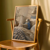 Product detail view of Cobalt Blue Budgerigar Reading in Bed Poster.