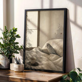 Product gallery view of Silver Budgerigar Reading in Bed Poster.