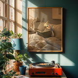 Alternate product view of Cockatiel Reading in Bed Poster.