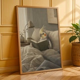 Additional product presentation of Cockatiel Reading in Bed Poster.