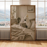 Alternate gallery view of White Cockatoo Reading in Bed Poster.