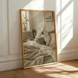 Alternate product presentation of White Cockatoo Reading in Bed Poster.