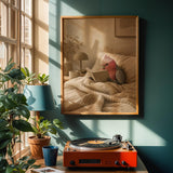 Alternate product view of Galah Parrot Reading in Bed Poster.