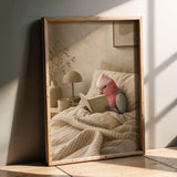 Product presentation view of Galah Parrot Reading in Bed Poster.