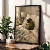 Product gallery view of Dusky Conure Reading in Bed Poster.