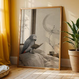 Additional product view of African Grey Parrot Reading in Bed Poster.