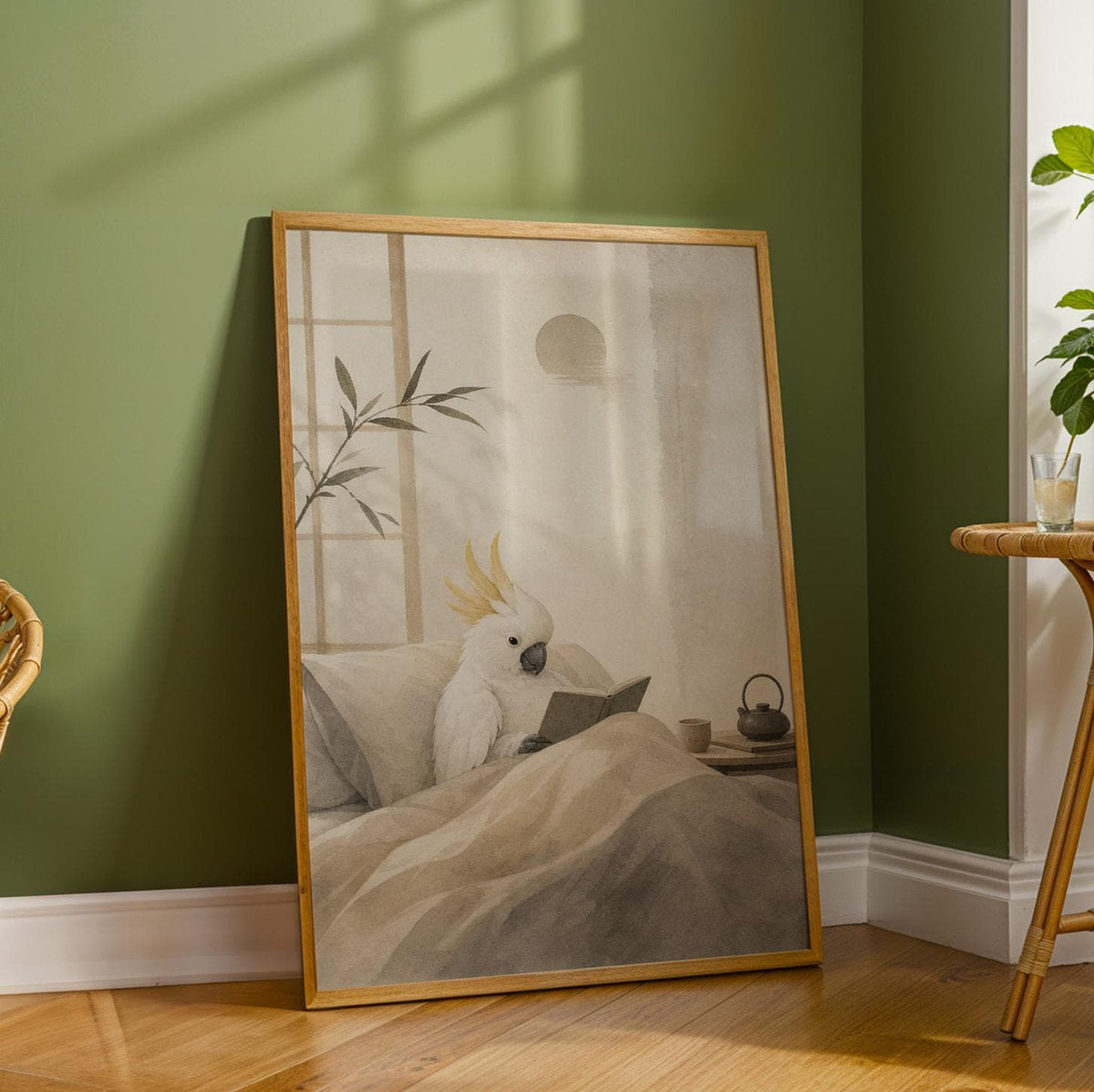 Additional product detail of White Cockatoo Reading in Bed Poster.