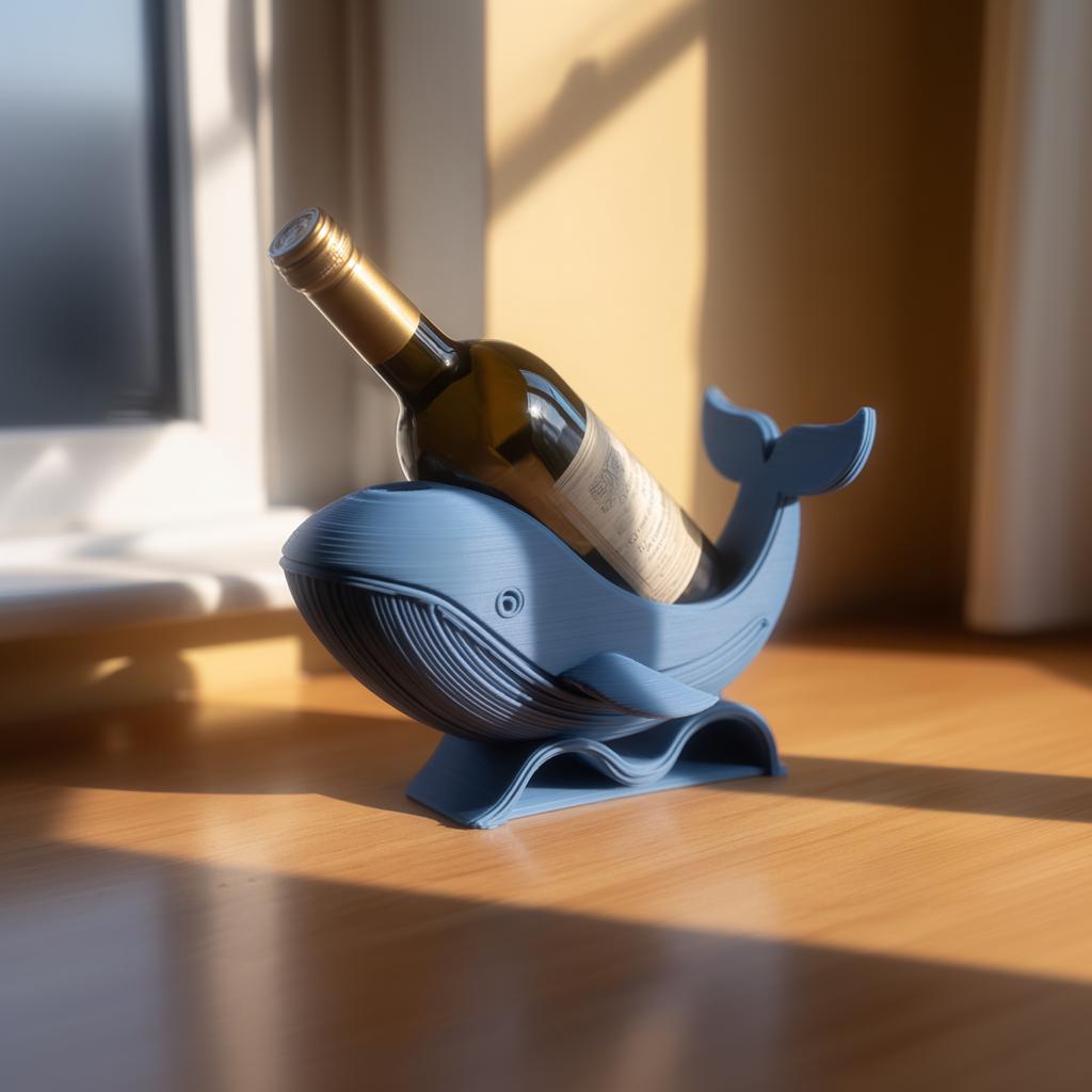 Product gallery view of 3D Printed Whale Wine Bottle Holder.