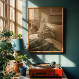 Alternate product view of Silver Cockatiel Reading in Bed Poster.