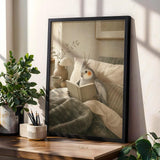 Product gallery view of Silver Cockatiel Reading in Bed Poster.