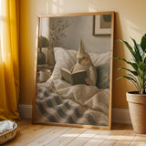 Additional product view of Cinnamon Cockatiel Reading in Bed Poster.