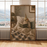 Alternate gallery view of Cinnamon Cockatiel Reading in Bed Poster.