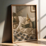 Product presentation view of Cinnamon Cockatiel Reading in Bed Poster.