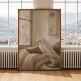 Alternate gallery view of Pearl Cockatiel Reading in Bed Poster.