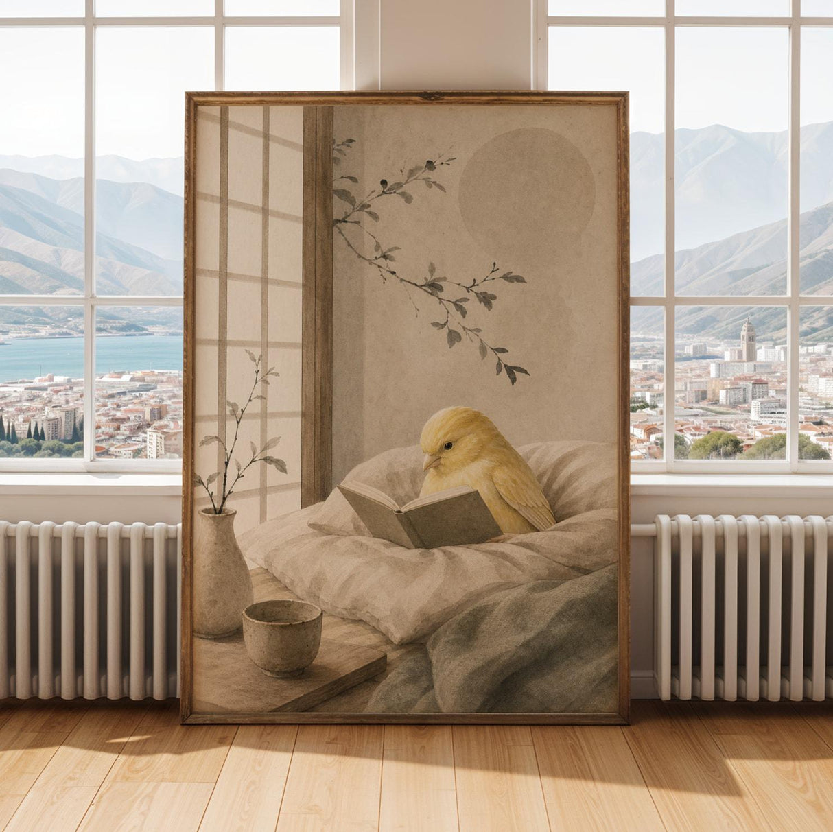 Alternate gallery view of Fife Fancy Canary Reading in Bed Poster.