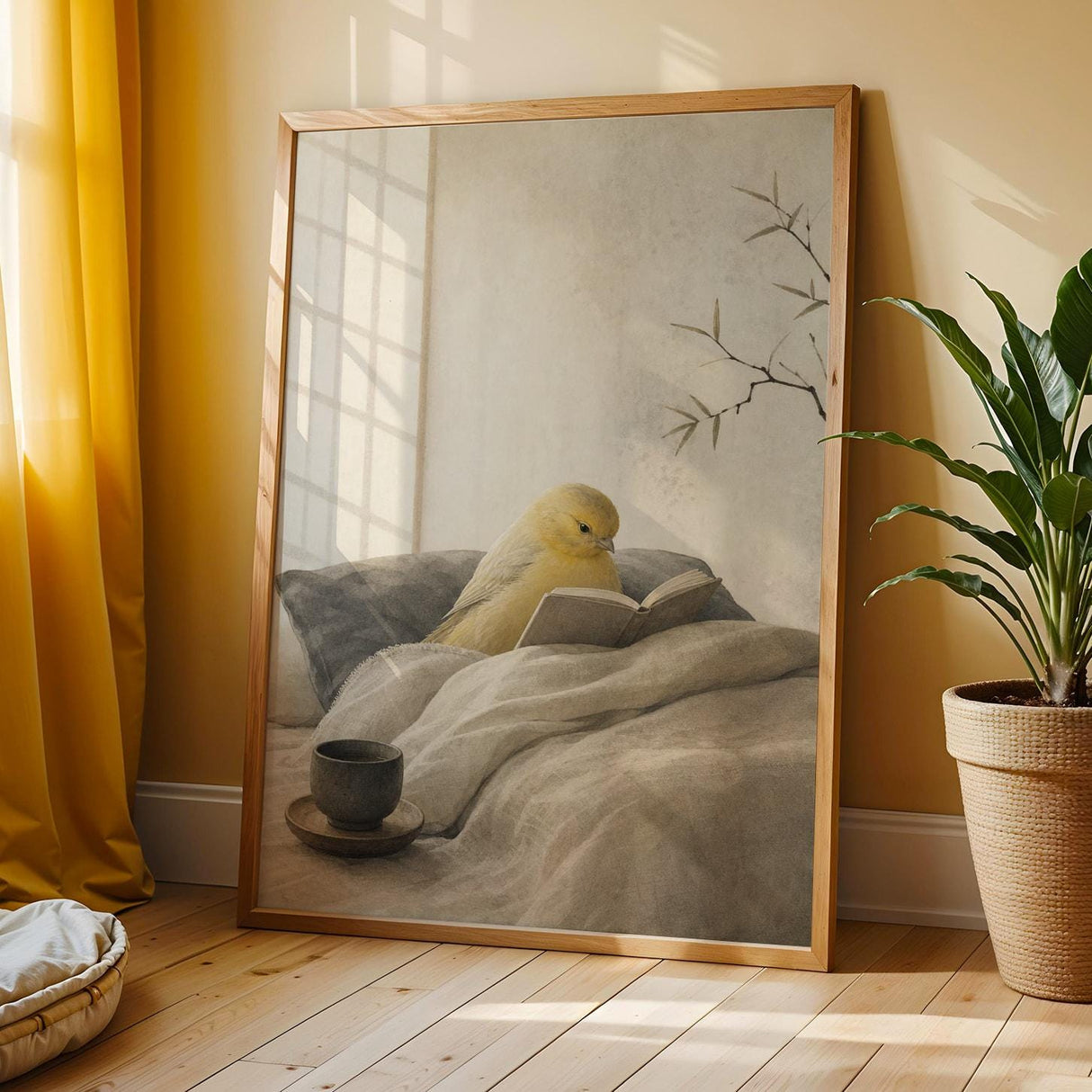 Additional product view of Roller Canary Reading in Bed Poster.