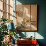 Alternate product view of American Singer Canary Reading in Bed Poster.