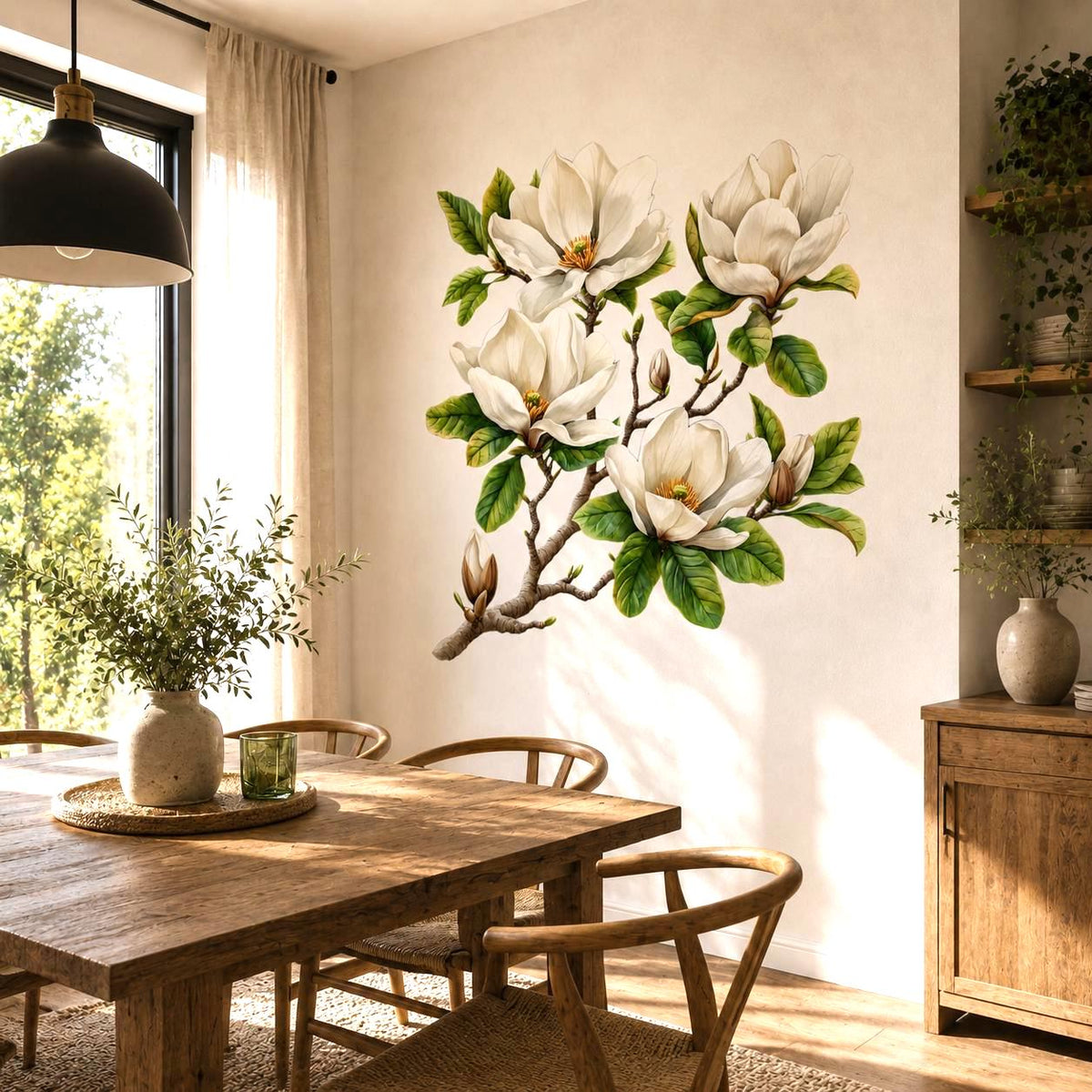 Alternate gallery view of White Magnolia Branch Wall Vinyl Decal.