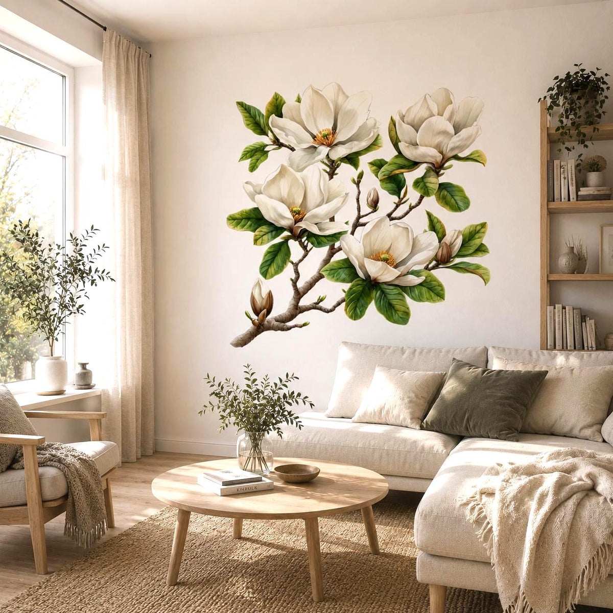 Additional product detail of White Magnolia Branch Wall Vinyl Decal.