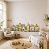 Additional product detail of Watercolor Village Houses Wall Vinyl Decal.