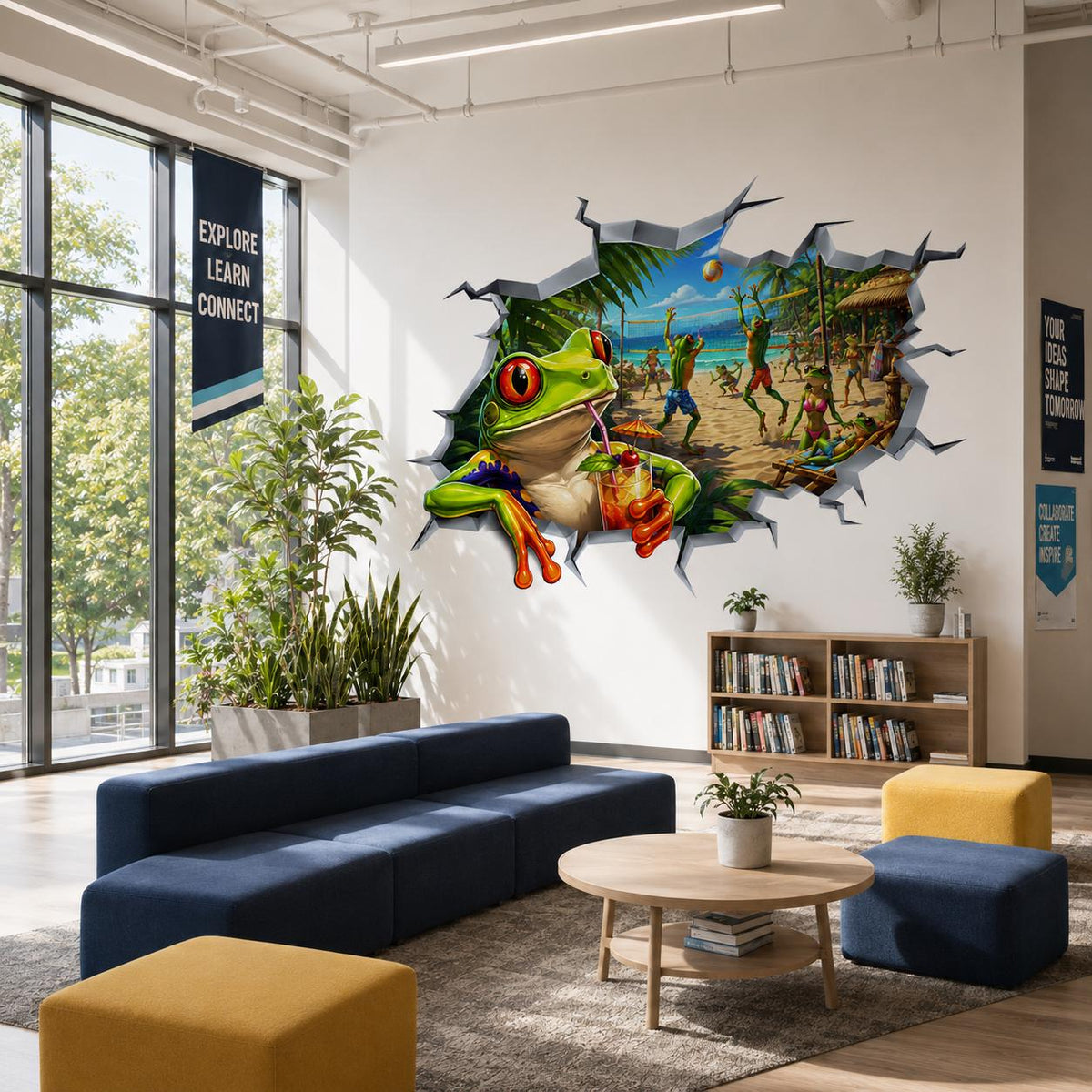 Product detail view of Weird Frog Beach Wall Vinyl Decal.