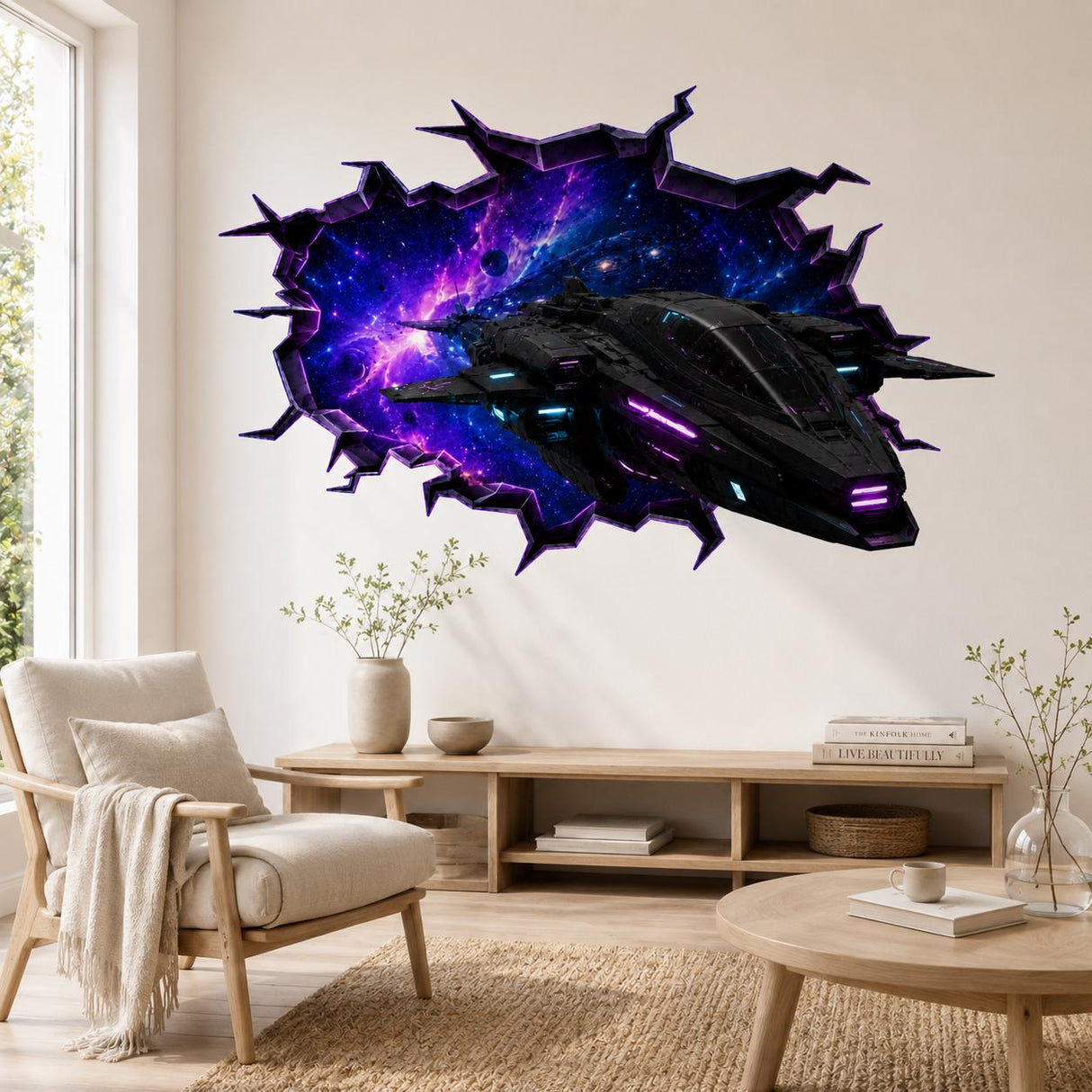 Alternate product presentation of Spaceship Wall Vinyl Decal.