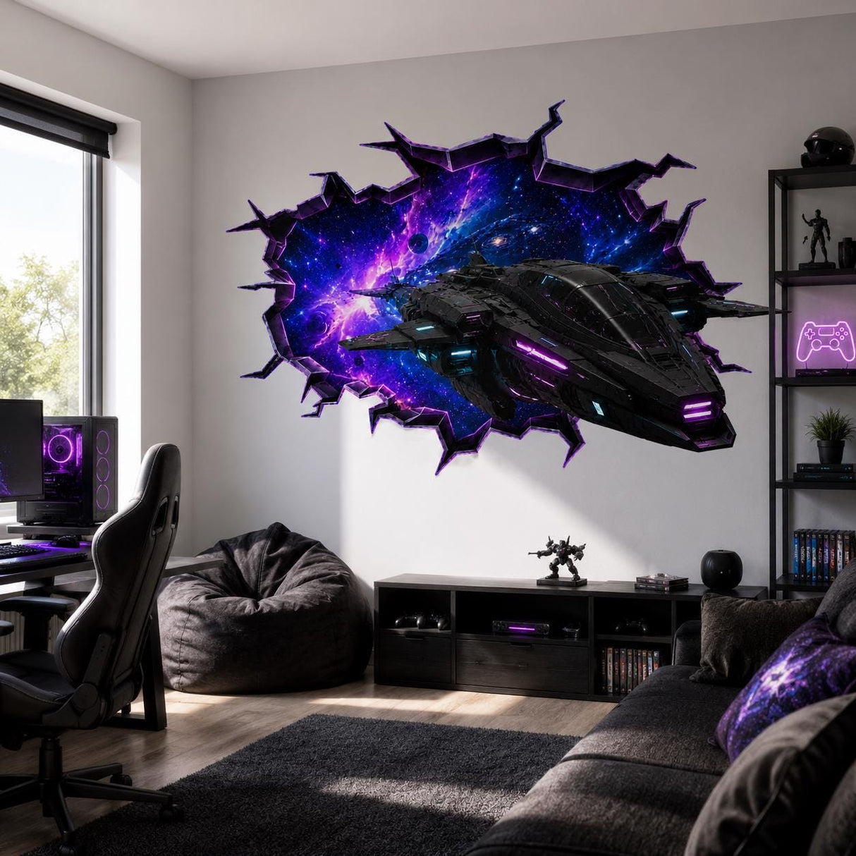 Alternate gallery view of Spaceship Wall Vinyl Decal.
