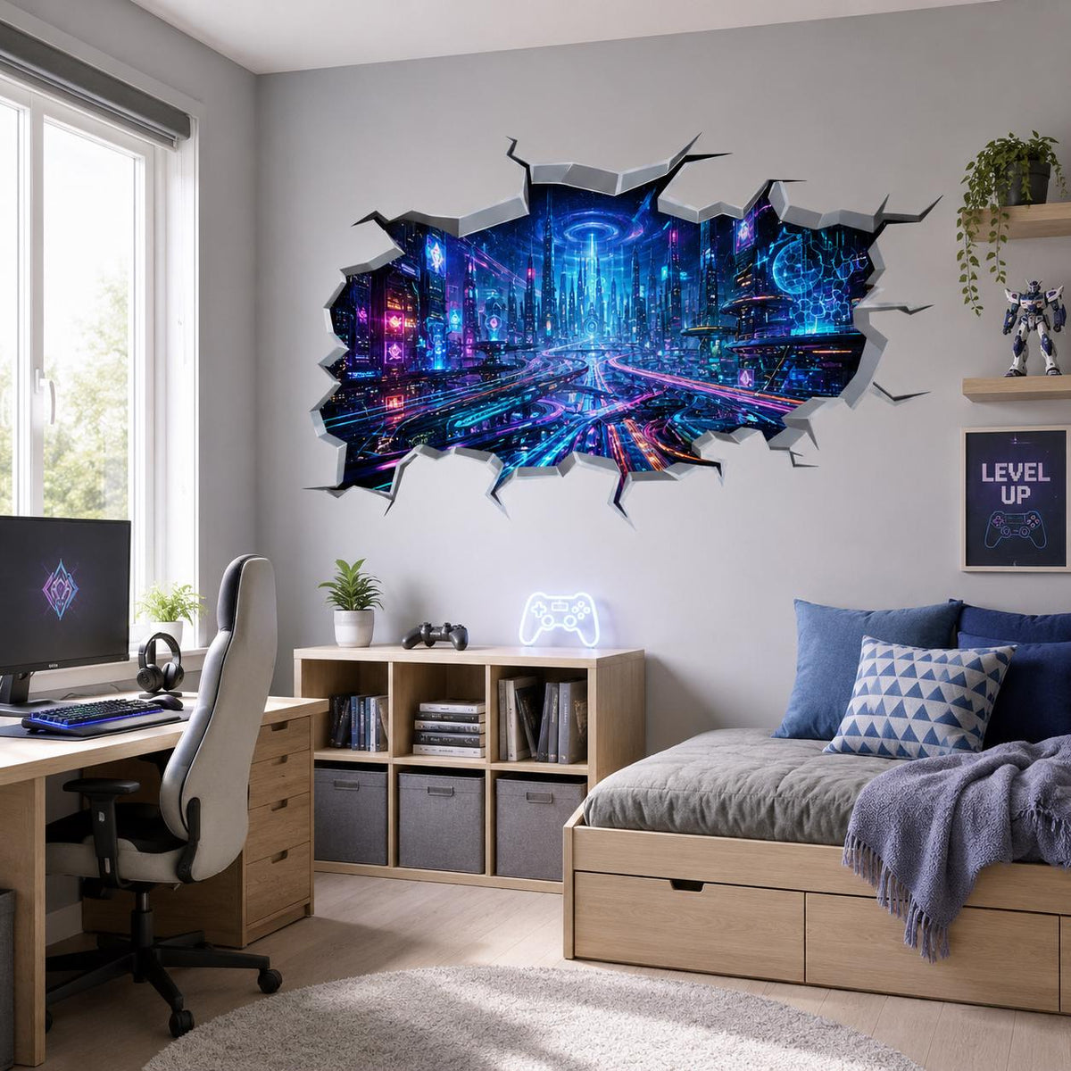Product view of Cyberpunk City Wall Vinyl Decal.
