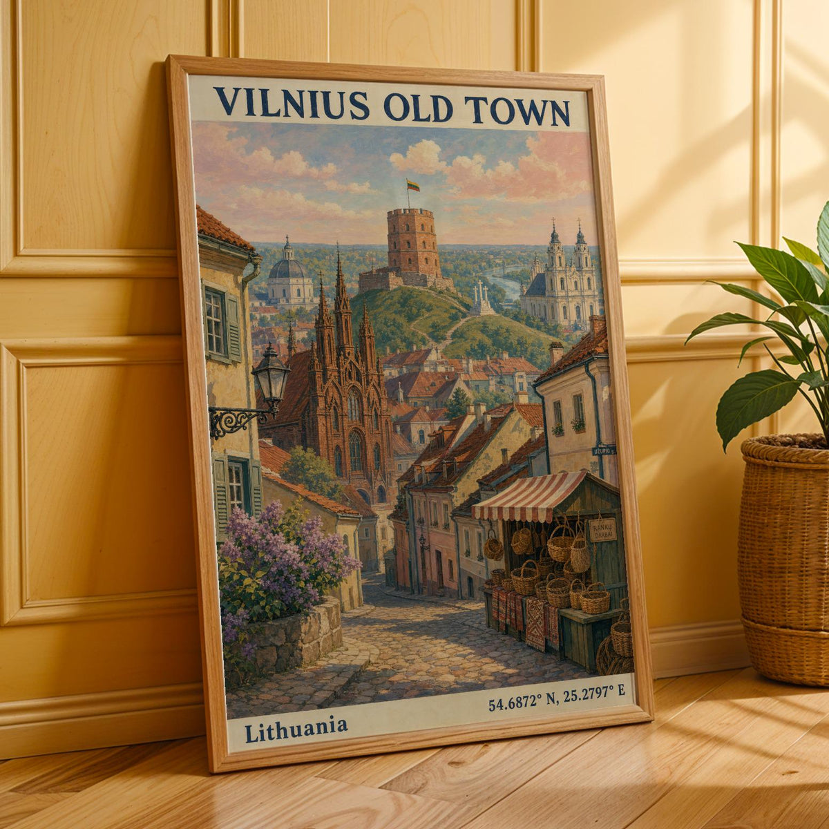 Alternate product presentation of Vilnius Old Town Art Print Poster.
