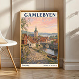 Product view of Gamlebyen Oslo Travel Poster.