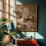 Alternate product view of Ragdoll Cat Reading in Bed Poster.
