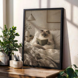 Product gallery view of Ragdoll Cat Reading in Bed Poster.