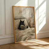 Alternate product presentation of Black Cat Reading in Bed Poster.