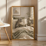 Product view of Scottish Fold Cat Reading in Bed Poster.