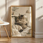 Product view of Maine Coon Cat Reading in Bed Poster.