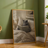 Additional product detail of Russian Blue Cat Reading in Bed Poster.