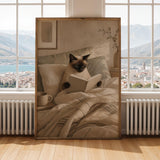 Alternate gallery view of Siamese Cat Reading in Bed Poster.