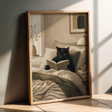 Product presentation view of Bombay Cat Reading in Bed Poster.