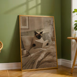 Additional product detail of Siamese Cat Reading in Bed Poster.